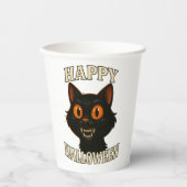 ハロウィンパーティー用 黒猫モチーフ 紙コップ (正面)