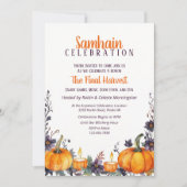 ハロウィンパーティー秋フローラカボチャ&キャンドル 招待状 (正面)