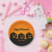 ハロウィンパーティー紙皿 かぼちゃ3個 ペーパープレート (パーティー)