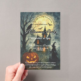 ハロウィンパーティー - お化け屋敷とカボチャ アクリル招待状
