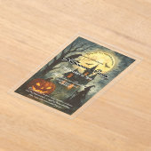 ハロウィンパーティー - お化け屋敷とカボチャ アクリル招待状 (レイダウン)