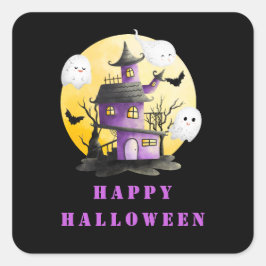 ハロウィンパーティー お化け屋敷と幽霊 スクエアシール