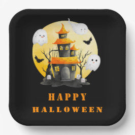 ハロウィンパーティー お化け屋敷と幽霊 ペーパープレート