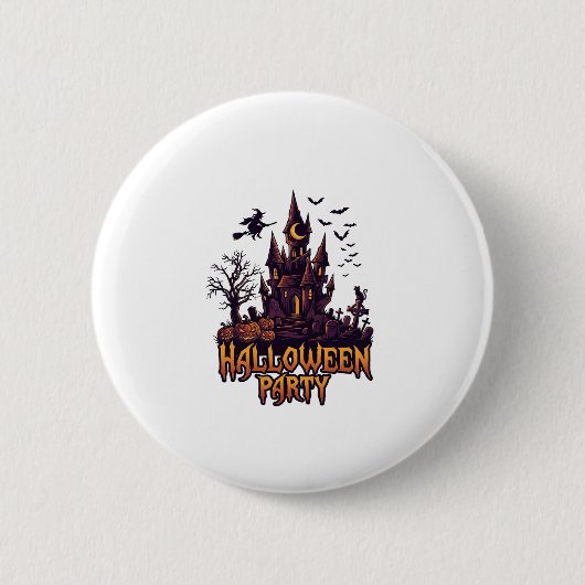 ハロウィンパーティー お化け屋敷 かぼちゃ コウモリ 缶バッジ (正面)