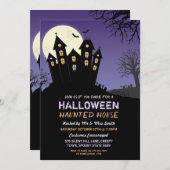 ハロウィンパーティー お化け屋敷 ホラー ムーン 招待状 (正面/裏面)