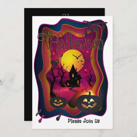 ハロウィンパーティー「お菓子をくれなきゃイタズラしちゃう」魔法の世界 シーズンカード (正面/裏面)