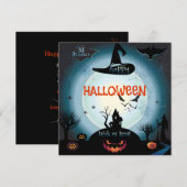 ハロウィンパーティー「お菓子をくれなきゃイタズラしちゃう」魔法の世界 招待状 (正面/裏面)