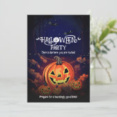 ハロウィンパーティー かぼちゃとコウモリ 招待状 (スタンド正面)