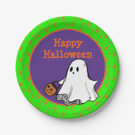 ハロウィンパーティー かわいいお化け トリック・オア・トリート ペーパープレート