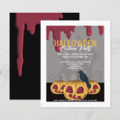 ハロウィンパーティー オブジェ 血の垂れるカボチャ 烏 (正面/裏面)