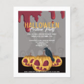 ハロウィンパーティー オブジェ 血の垂れるカボチャ 烏 (正面)