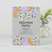 ハロウィンパーティー グレー ドクロ スカル コスチューム 招待状 (スタンド正面)