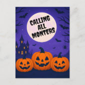 ハロウィンパーティー コスチューム 招待状 はがき 子供 (正面)
