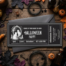 ハロウィンパーティー ゴシックスケルトンチケット 招待状