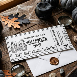 ハロウィンパーティー ゴシックスケルトンチケット 招待状