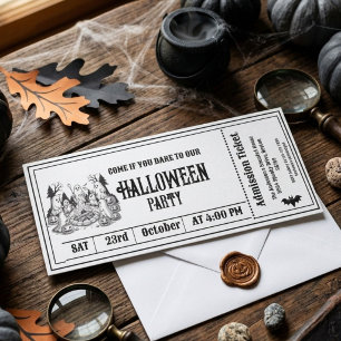 ハロウィンパーティー ゴシックスケルトンチケット 招待状