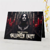 ハロウィンパーティー – ゴシックダーク招待状 カード (黄色い花)