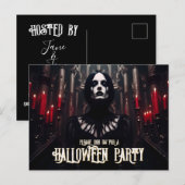 ハロウィンパーティー – ゴシックダーク招待状 シーズンポストカード (正面/裏面)
