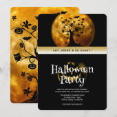 ハロウィンパーティー ゴシックファンタジー ムーン 招待状 (正面/裏面)