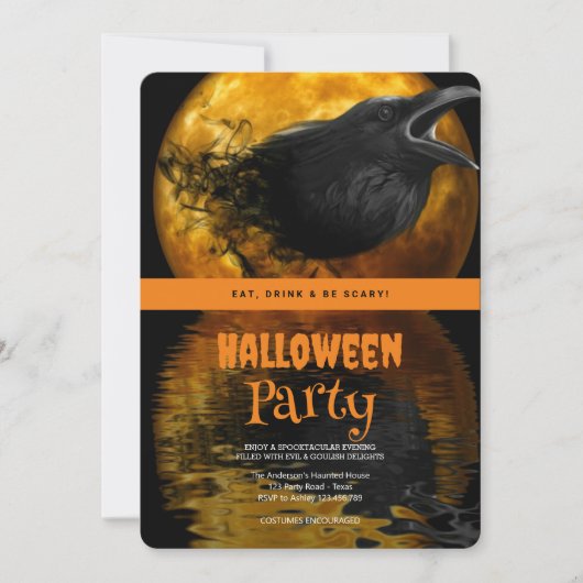 ハロウィンパーティー ゴシック クラウン 招待状 (正面)