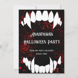 ハロウィンパーティー ゴシック ブラッドスパッタ ヴァンパイア 招待状