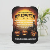 ハロウィンパーティー　ジャック・オ・ランタンとコウモリ 招待状 (スタンド正面)