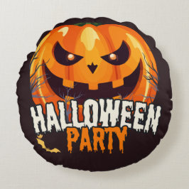 ハロウィンパーティー – ジャック・オ・ランタン デザイン ラウンドクッション