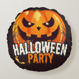 ハロウィンパーティー – ジャック・オ・ランタン デザイン ラウンドクッション