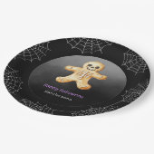 ハロウィンパーティー スケルトン 黒い紙 ペーパープレート (アングル)