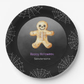 ハロウィンパーティー スケルトン 黒い紙 ペーパープレート (正面)
