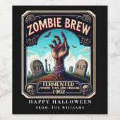 ハロウィンパーティー ゾンビの手 墓地 ワインボトルラベル ワインラベル (シングルラベル)