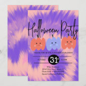 ハロウィンパーティー タイダイ 描き下ろし カボチャ 招待状 (正面/裏面)