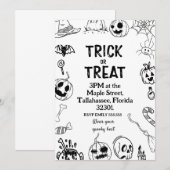 ハロウィンパーティー、トリックオアトリートの怖い招待状 招待状 (正面/裏面)