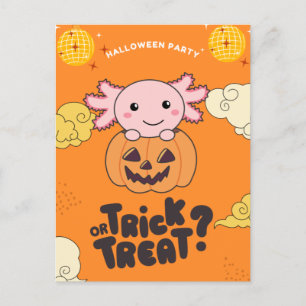ハロウィンパーティー トリックオアトリート アクソロトル かぼちゃ ホリ シーズンポストカード