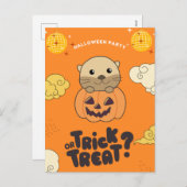 ハロウィンパーティー トリックオアトリート オッターポンプキンホリデー シーズンポストカード (正面/裏面)