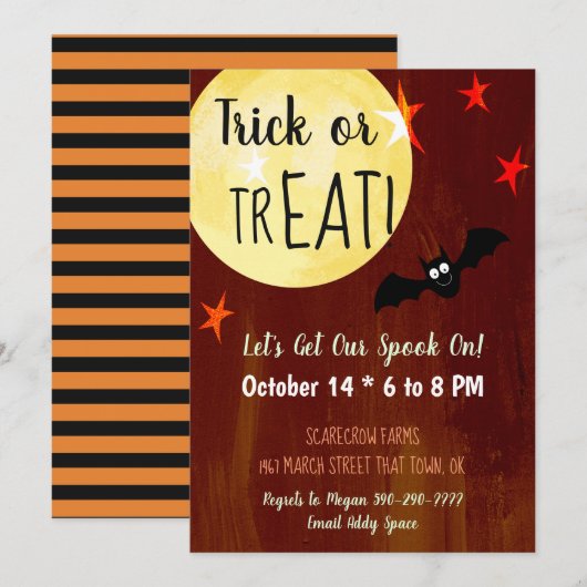 ハロウィンパーティー　トリックオアトリート 招待状 (正面/裏面)