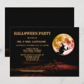ハロウィンパーティー ブラックナイト フルムーン 怖い 招待状 (正面/裏面)