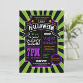 ハロウィンパーティー ブラック＆グリーンカーニバル ご招待 招待状 (スタンド正面)
