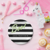 ハロウィンパーティー プレート 黒と白のボーダー BOO (パーティー)