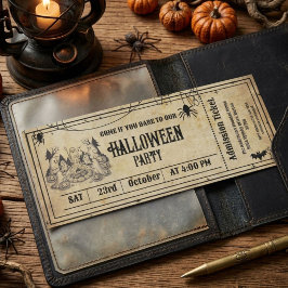 ハロウィンパーティー ヴィンテージ ゴシック スケルトン チケット 招待状