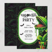 ハロウィンパーティー ヴィーナス・フライツラップ 緑のスライム 招待状 (正面/裏面)