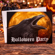 ハロウィンパーティー 不気味な黒いワタリガラスと満月