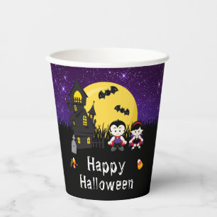 ハロウィンパーティー 吸血鬼 パープル 紙コップ