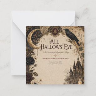 ハロウィンパーティー 大人 レトロな鍵とワタシゴのイラスト ノートカード