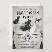 ハロウィンパーティー 大人 ヴィンテージ ゴシック スカル 招待状 (正面)