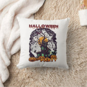 ハロウィンパーティー 幽霊の家の木 カボチャ 黒 クッション (ブランケット)