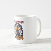ハロウィンパーティー 幽霊の家の木 カボチャ 黒 コーヒーマグカップ (正面右)