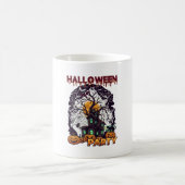 ハロウィンパーティー 幽霊の家の木 カボチャ 黒 コーヒーマグカップ (中央)