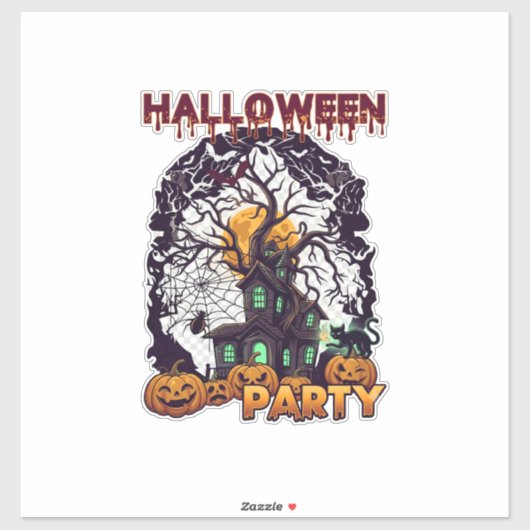 ハロウィンパーティー 幽霊の家の木 カボチャ 黒 シール (シート)