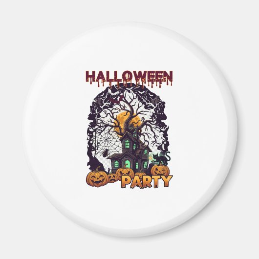 ハロウィンパーティー 幽霊の家の木 カボチャ 黒 マグネット (正面)
